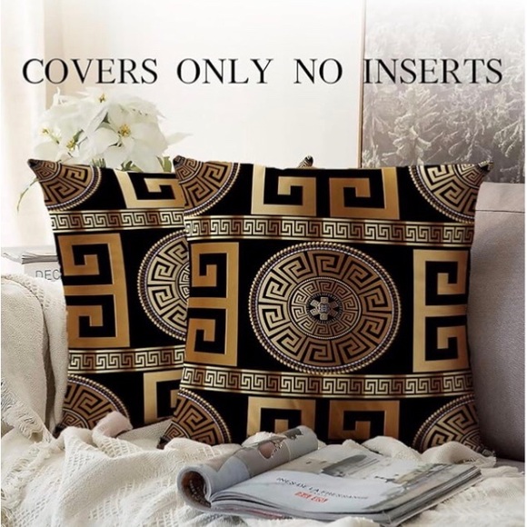 Sold out Set of 2 pillow coverings in gold and black NIB. 2 sizes available. - Picture 2 of 6